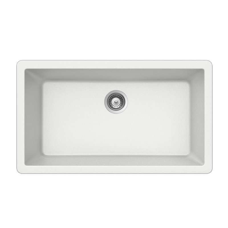 Houzer Quartztone 33 inch Granite Composite Undermount Single Bowl Kitchen Sink, Cloud