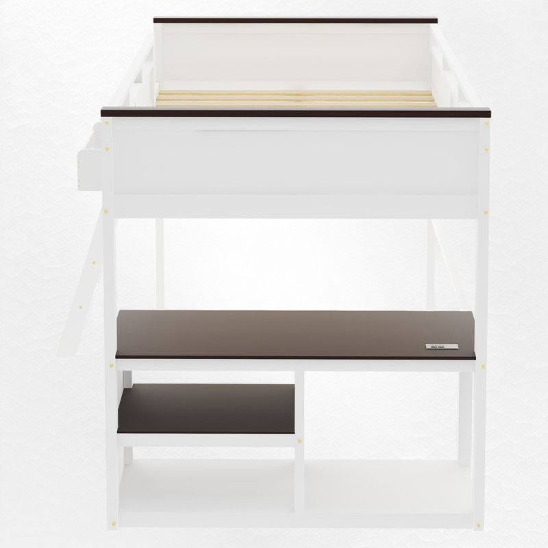 Queen Loft Bed With Built-In Desk And Charging Station