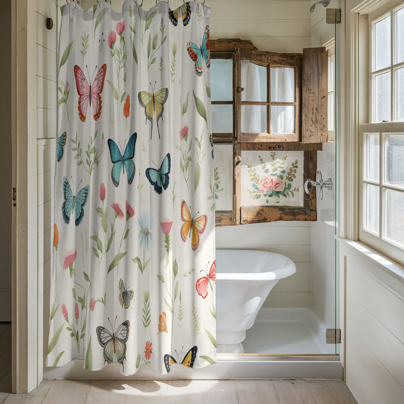 Fluttering Petals - Rideau de douche standard 1 pièce, H 74 po x l 71 po