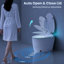 Toilettes bidet intelligentes Sanyipace, hauteur confort ADA, chasse d'eau puissante MaP 1000 g, ouverture et fermeture automatiques, capteur de pied pour hommes, séchoir à air chaud intégré et siège de toilette entièrement automatique.