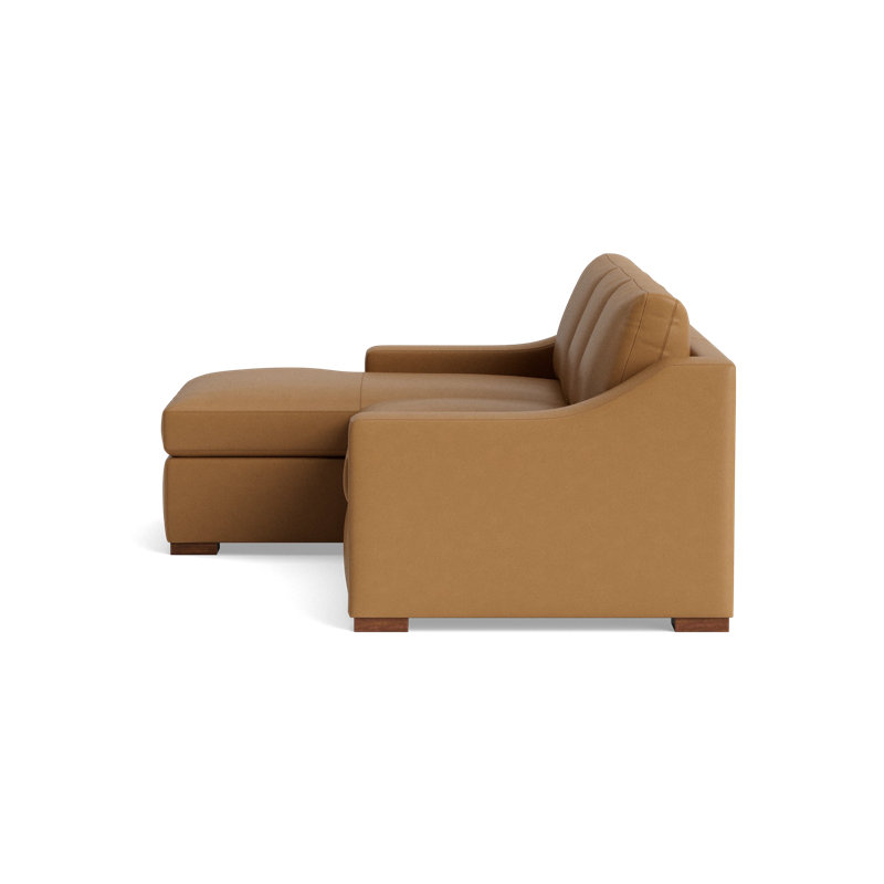 Lucca Leather Chaise Sectional, Left Hand Facing, Bison Butterscotch Top Grain Leather