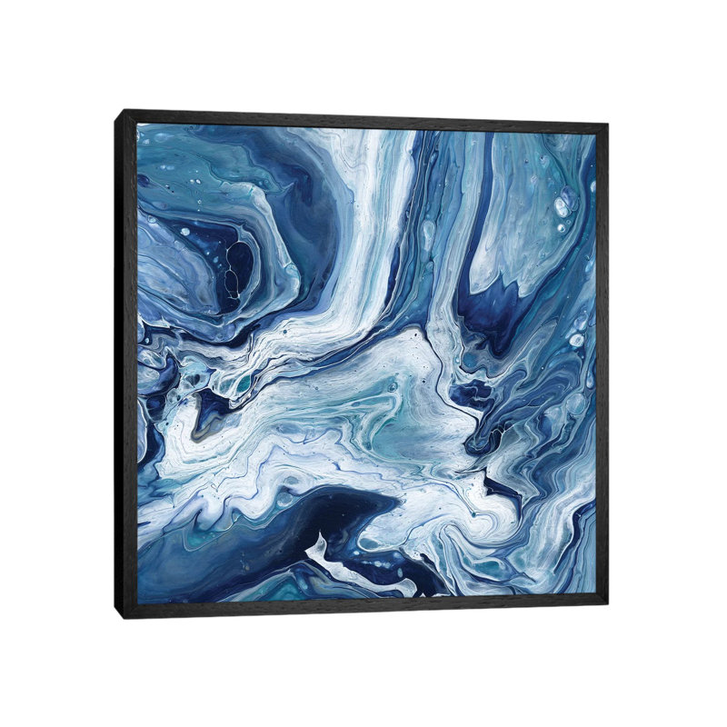 Blue Sea Agate by Katrina Craven - Painting on Canvas, 93.98 cm H x 93.98 cm W, Black Framed