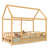 Twin Size Floor Wooden Bed With House Roof Frame, Fence Guardrails-2070063890-2070063891