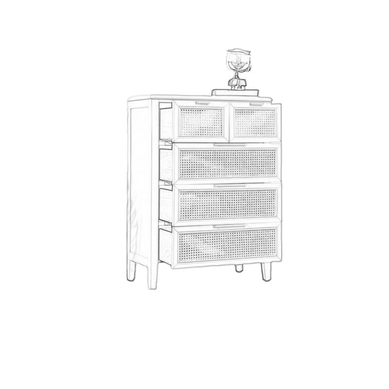 Armoire décorative en rotin avec tiroirs en bois massif, Noir, noir, noir, noir