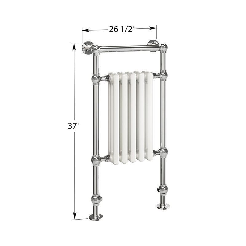 19.5"x37" Harley Traditional Electric Hardwired Towel Warmer - Brushed Nickel, Fluid Filled, Traditional Design, Includes Programmable Smart Switch, Lifetime Warranty