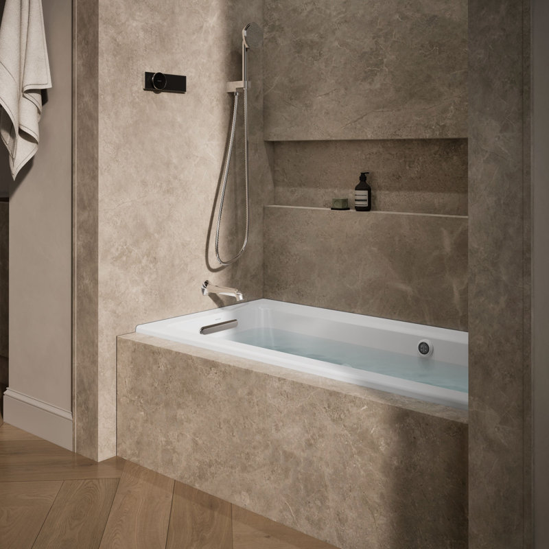 Archer Alcove Whirlpool with Bask Heated Surface, Tile Flange and Left-Hand Drain, White, Left