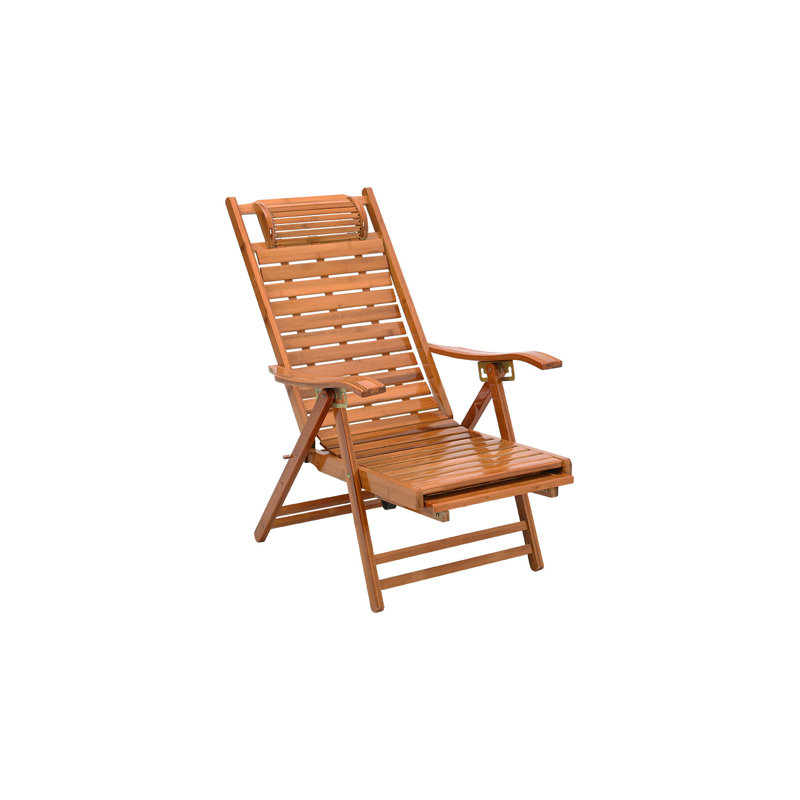 Dimmitt Reclining Bamboo Sun Lounger, Brown