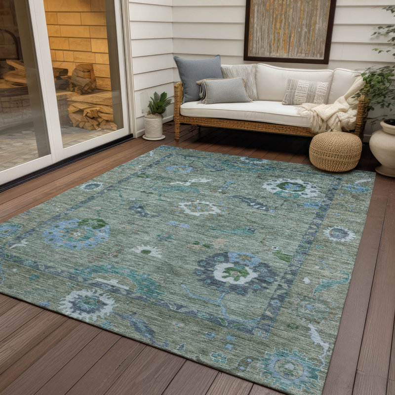Machine Washable Indoor/Outdoor Kaczor ACN2229 Global Rug, Rectangle 3' x 5'