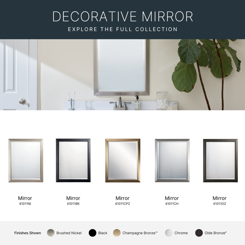 Miroir mural biseauté Rendville à cadre chromé 30 po x 24 po, Chrome