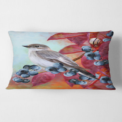 Little Bird on Twig Rectangular Pillow Cover & Insert