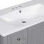 Meuble-lavabo de 36 po avec lavabo en céramique élégant, une armoire, trois tiroirs, meuble-lavabo en bois d'hévéa massif et peint en gris, style autoportant, installation encastrée, tablette centrale réglable