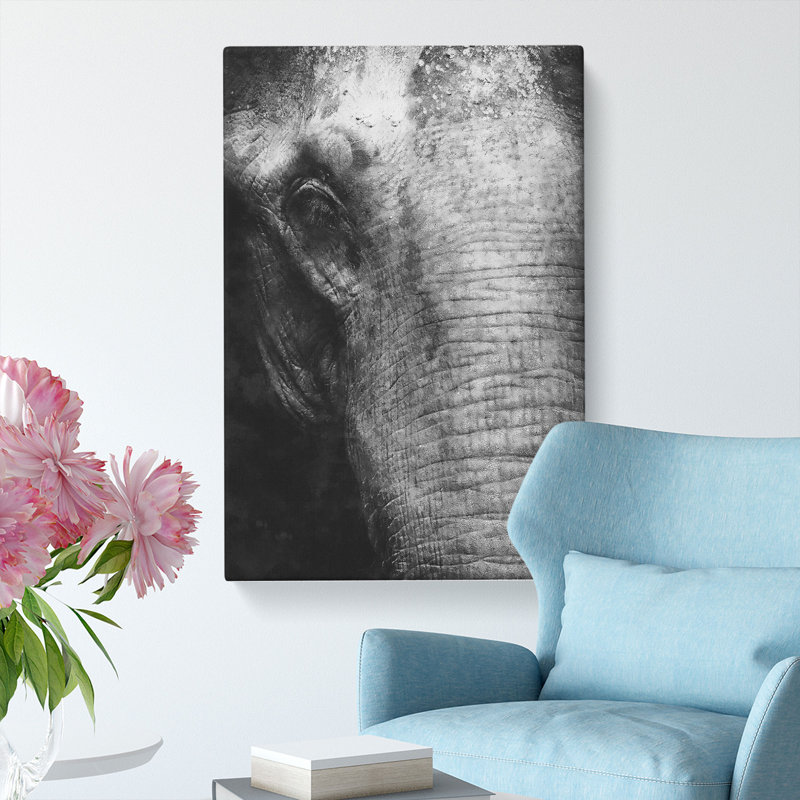 Mighty Elephant In The Shadows - Wrapped Canvas Print, 76cm H x 50cm W x 3cm D