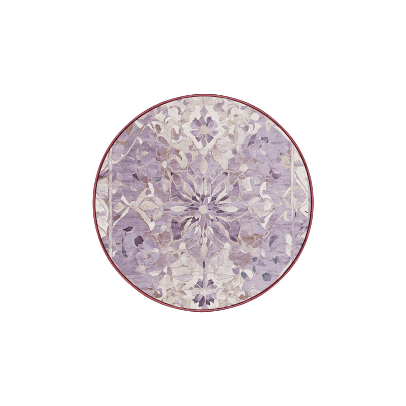 Tapis beige soyeux et moelleux, Rond 6 pi