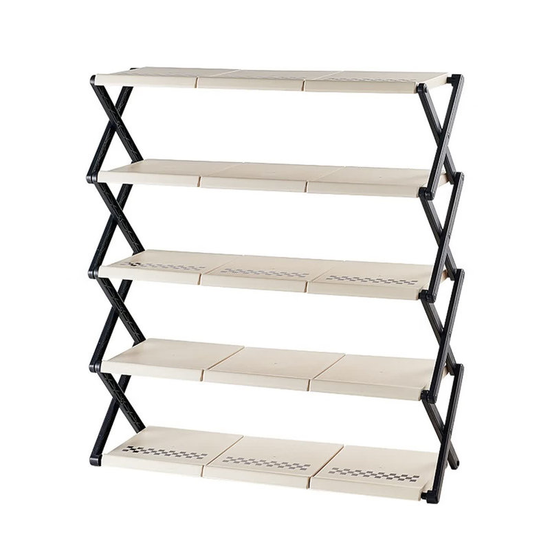 JOYBOS four-tier no-assembly double shoe rack, foldable shoe rack, holds 15-25 pairs of shoes, 33.1'' H x 29.5'' W x 9.8'' D