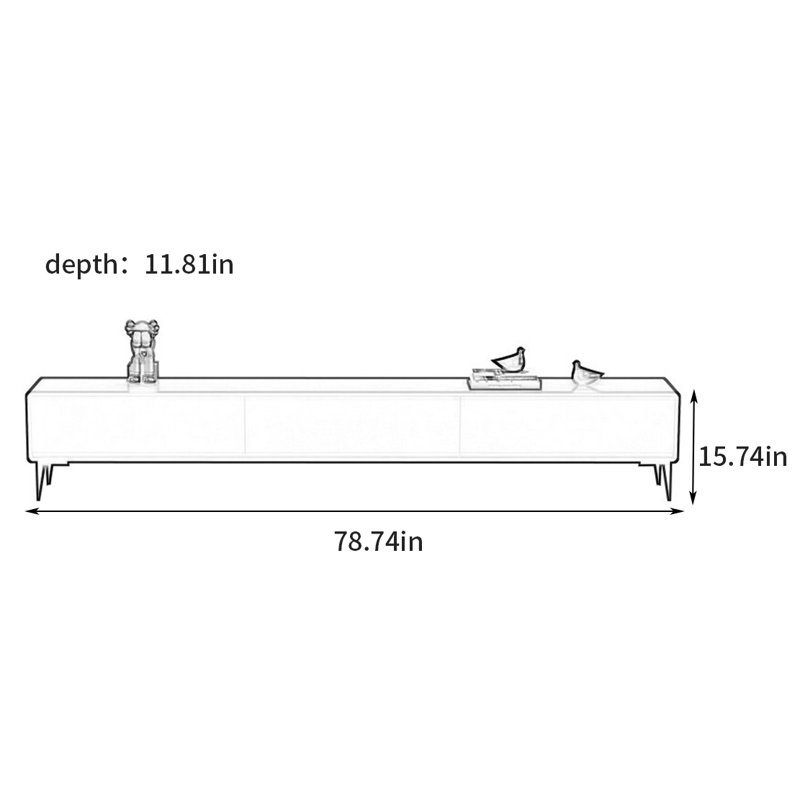 Meuble télé simple et moderne, 15.74"H x 78.74"L x 11.81"W