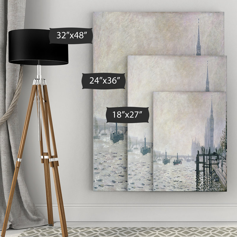 « the thames » par claude monet, reproduction d’art sur toile tendue, H 18 po x l 27 po x P 1,5 po