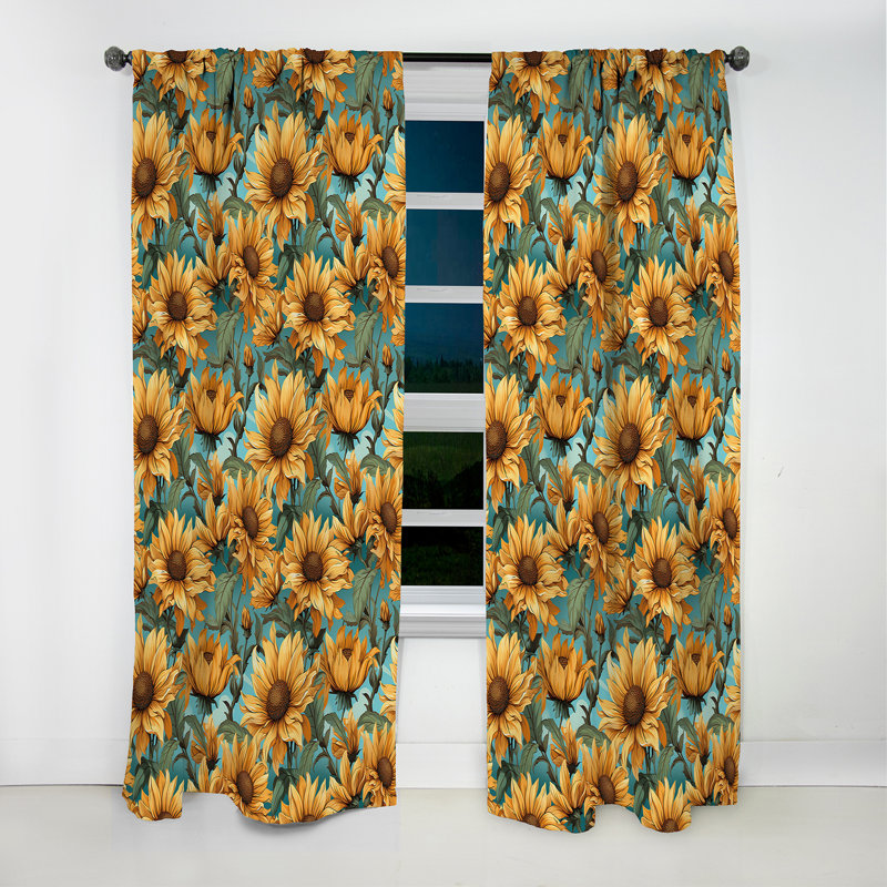 Sunflower Shores - motif tropical II - Rideau floral - Rideau occultant floral - 1 panneau, L 52 po x L 108 po