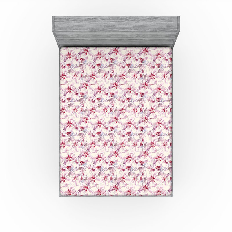 Drap-housse Ambesonne Cherry Blossom, California King Fitted Sheet