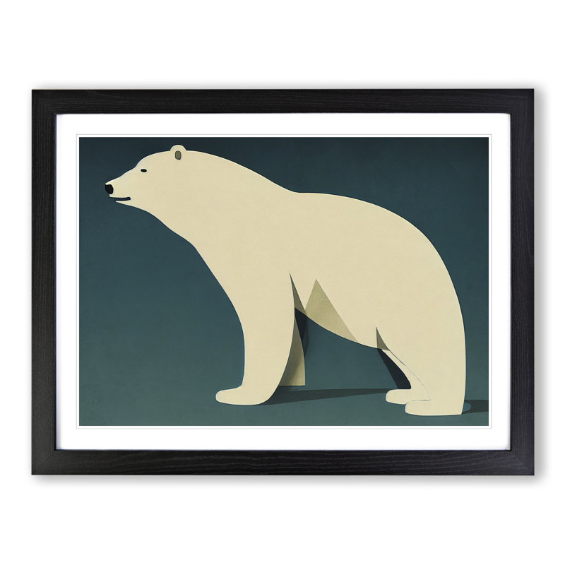 Intriguing Polar Bear Abstract - Single Picture Frame Print, Black, 46cm H x 64cm W x 2cm D