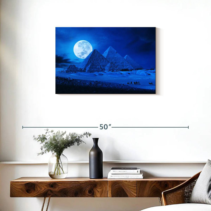 Pleine lune Adella au-dessus des pyramides, H 20 po x l 30 po