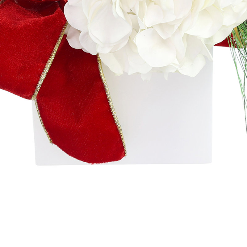 Hydrangea Holiday Arrangement with Velvet Bows