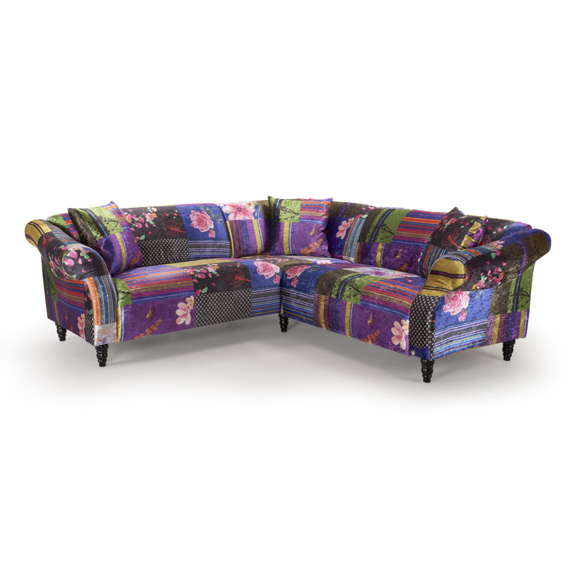 Redbridge 5 Seater Corner Sofa , Blue/Pink/Green