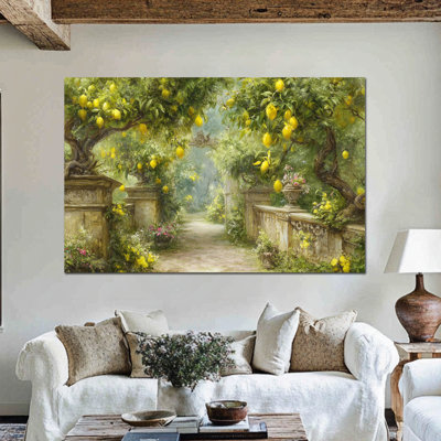 Art mural citron, décoration murale de cuisine en toile citron, affiche de fruits rétro italien pour mur, impressions d'art méditerranéen, photos pour cuisine, encadré prêt à accrocher 24 po x 32 po