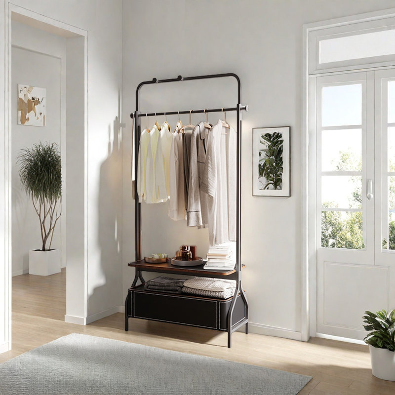 Armoire en acier inoxydable avec crochets, Noir, noir, noir, noir