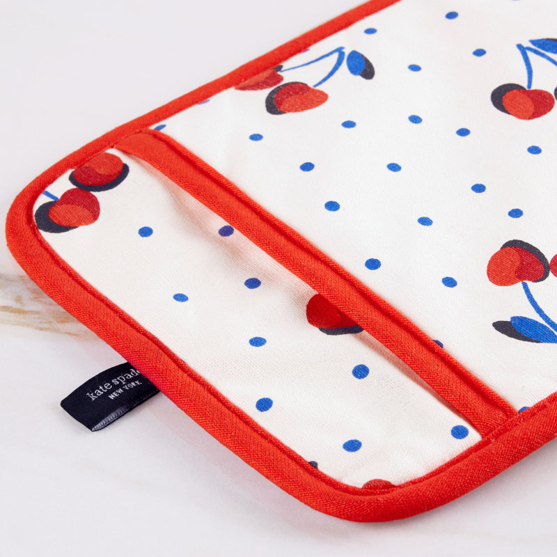 Cherry Dot Cotton Pot Holder and Towel Set of Four