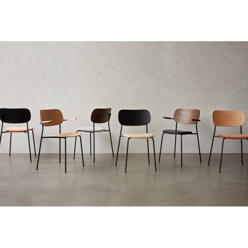 Co Upholstered Arm Chair, Bouclé 02 Acrylic, Dark Stained Oak, Chrome