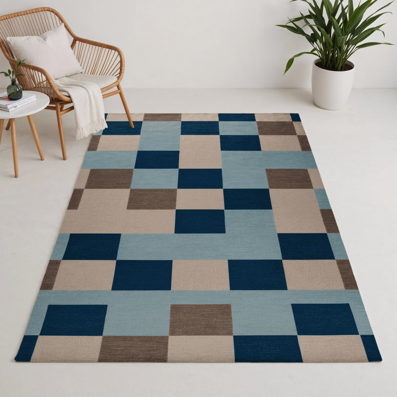 Tapis d'intérieur et d'extérieur à carreaux gris, Rectangle 9 pi x 12 pi
