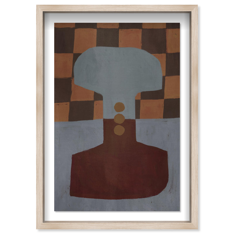 Checkered Domino III Print by Oliver Gal, Natural Oak Shadowbox, 25.5"H x 37.5"W