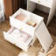 Meuble-lavabo multifonctionnel avec miroir à 3 températures de couleur, tabouret caché et 4 compartiments blancs pour l'organisation de la chambre à coucher Compact 31, tablettes de rangement sous le siège à densité moyenne