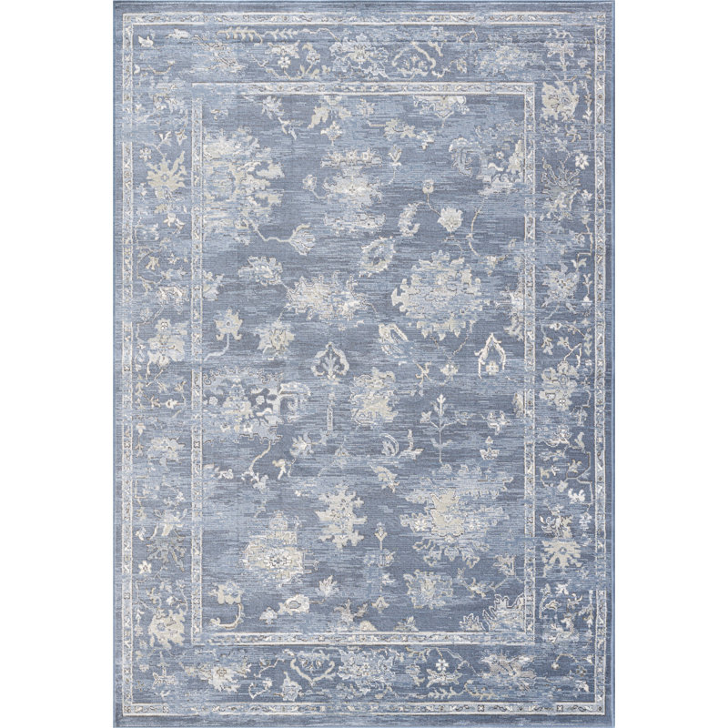 Everly Blue, Ivory And Beige Viscose  Area Rug