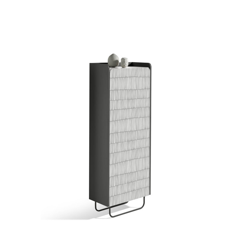 11 Pair Shoe Storage Cabinet, Jet Black-White
