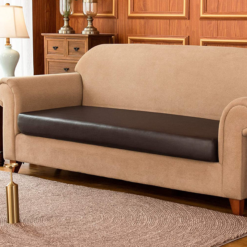 Box Cushion Loveseat Slipcover, Chocolate