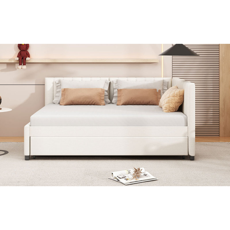 Lit de jour en tissu d'ameublement (beige), Beige