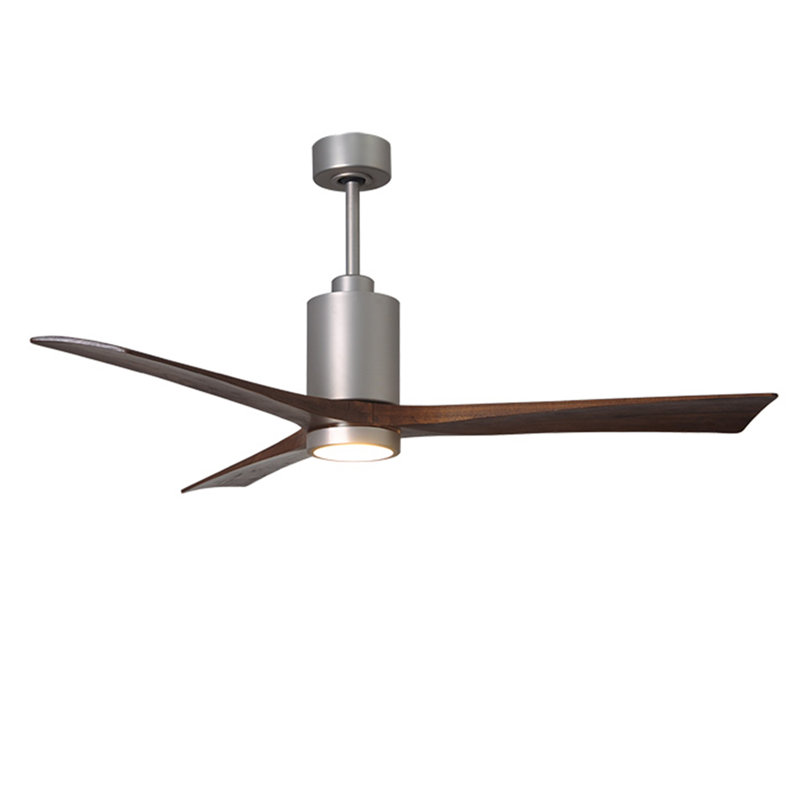 Patricia LED Downrod Ceiling Fan, Brushed Nickel, Walnut Tone, 42"