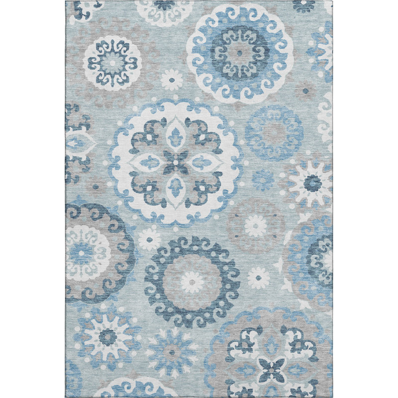 Premium Machine Washable Prisco Sky Rug, Rectangle 8' x 10'