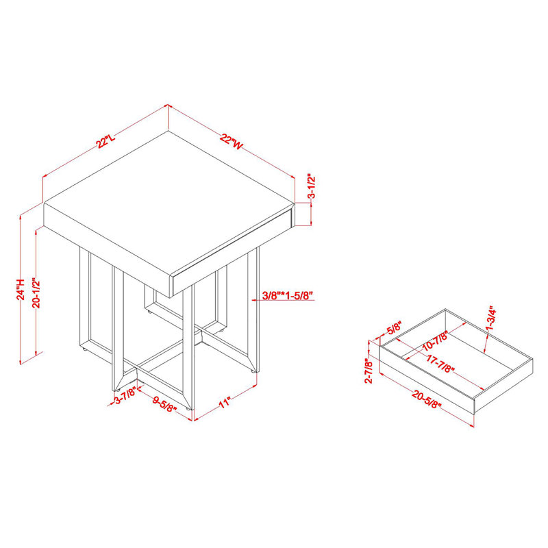 Table de bout avec rangement Desales, Mauve clair