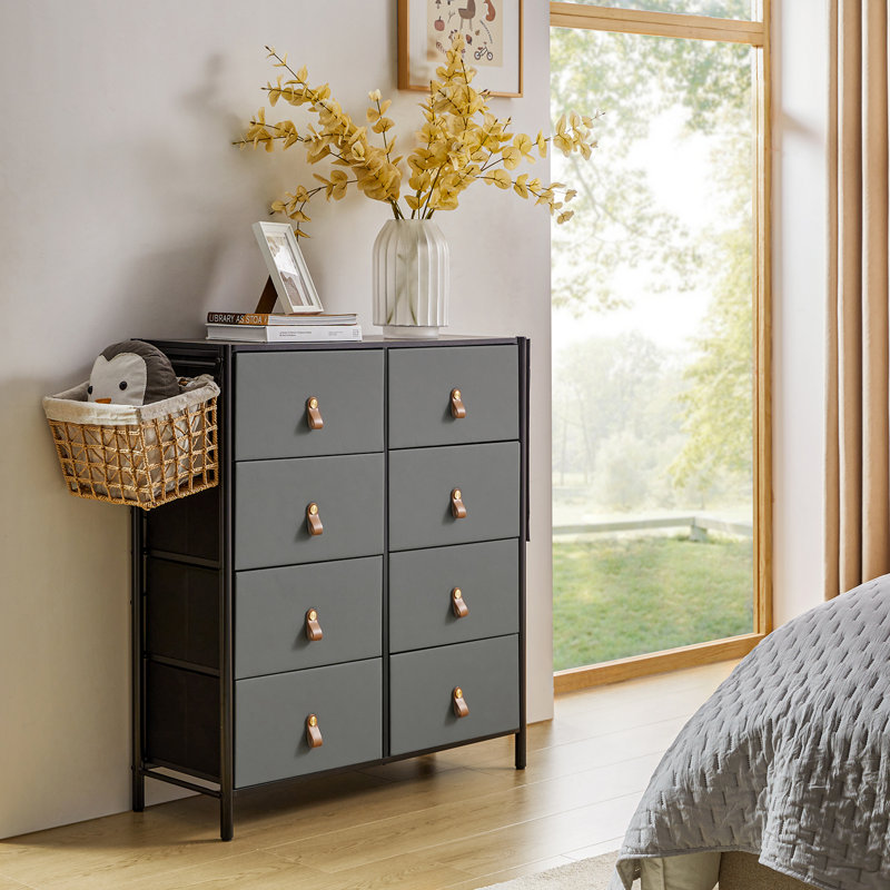 Commode de rangement moderne à 8 tiroirs l 35 po Melissa, Gris foncé