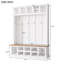 Arbre d'entrée de style campagnard en bois de 78 po de large avec banc de rangement large, armoire à chaussures d'entrée avec 13 compartiments, portemanteau élégant avec 6 crochets pour le vestibule