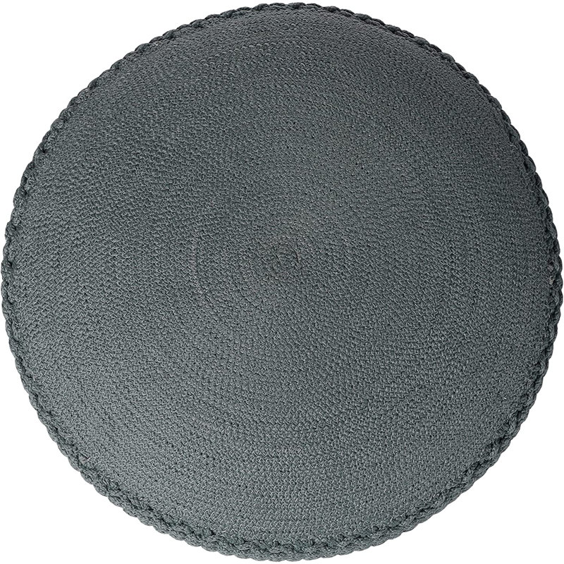 Upholstered Pouf, Gray Cotton Blend