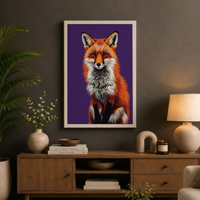 Fox Study Modern - Wrapped Canvas, 24x16 - 61.0 x 40.6 cm, Ochre Border