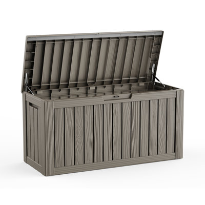 Boîte de rangement verrouillable en résine résistante à l'eau de 46,29 po et 80 gallons (brun clair / gris)
