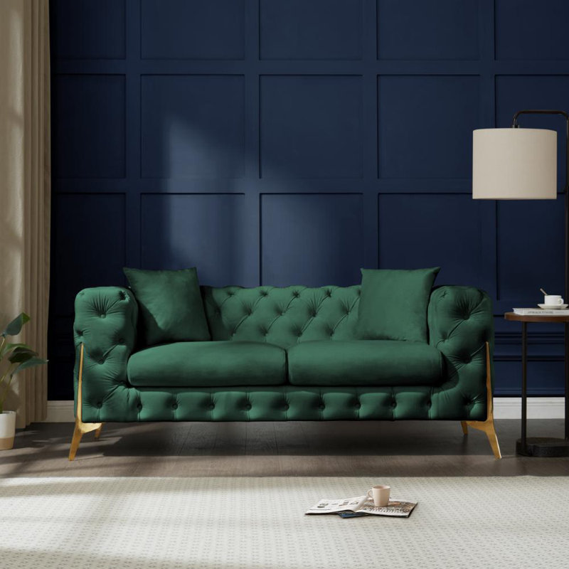 Spiceland 2 Seater Velvet Sofa, Green