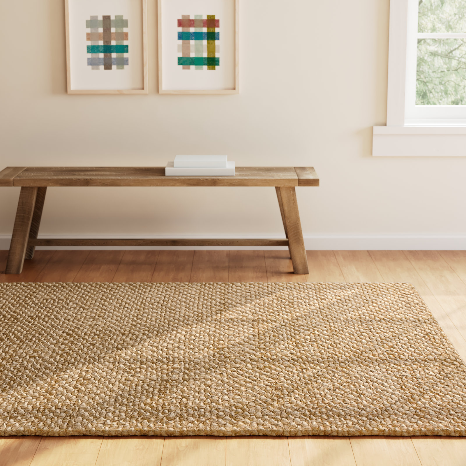 Natural Hand-Woven Jute Rug, Rectangle 6' x 9'