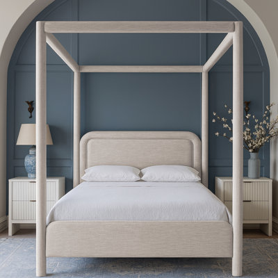 Salina Linen Textured Fabric Upholstered Bed