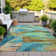 Machine Washable Indoor/Outdoor Xhevrie Teal Rug
