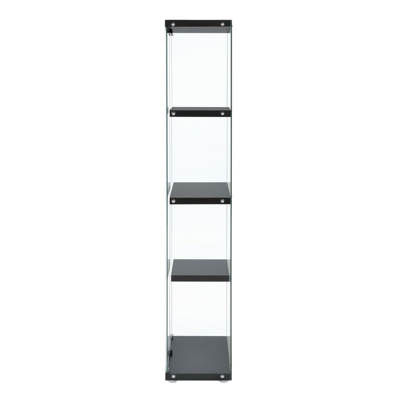 Maxwell Black Glass Lighted Display Cabinet with Magnetic Doors